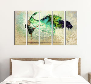 5 Panel Abstract Ballet Dancing Girl Wall Canvas Prints Decorative Art