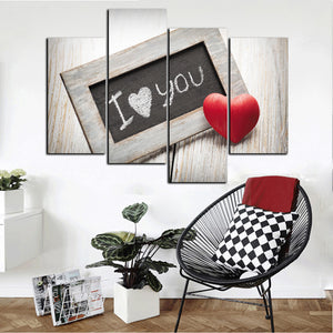 4 Panel I Love You Canvas Prints Oil Painting Wall Decor Art Picture-038 (1)