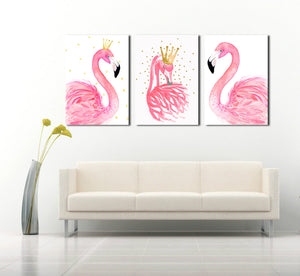 3 Panel Kawaii Flamingo Bird Wall Art Canvas Prints Animal Painting-020 (5)