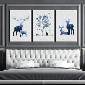3 Piece Abstract Deer Print Canvas Painting-014 (3)