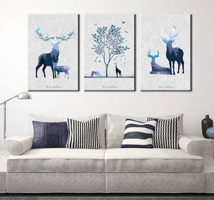 3 Piece Abstract Deer Print Canvas Painting-014 (5)