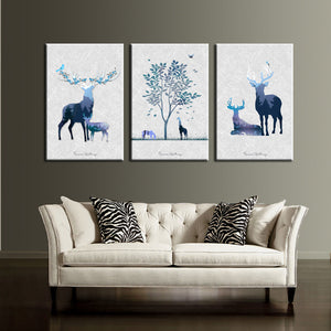 3 Piece Abstract Deer Print Canvas Painting-014 (4)