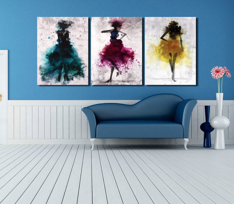 3 Piece Abstract Fashion Women Wall Canvas Prints-012 (2)