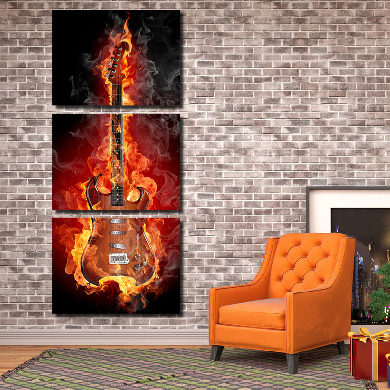 3 Piece Burning Rock Guitar Music Canvas Art Print Picture Poster-091 (3)