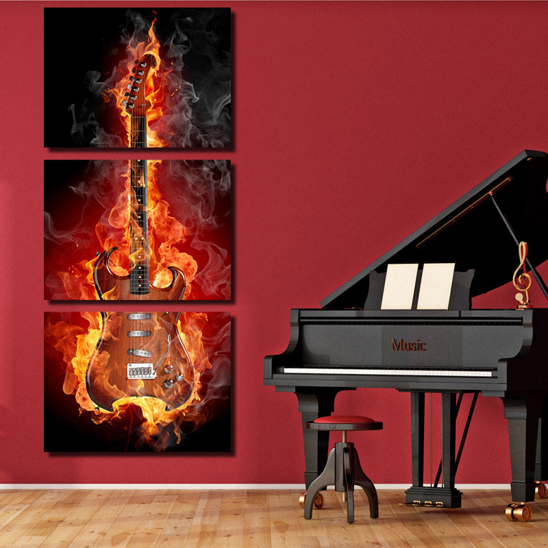 3 Piece Burning Rock Guitar Music Canvas Art Print Picture Poster-091 (4)
