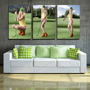 3 Piece Canvas Print Sexy Golf Girl Poster Picture Wall Art Decor-090 (1)