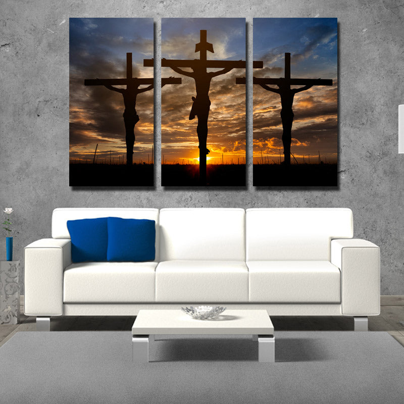 3 Piece Cross Sunset Canvas Prints Painting Poster-097 (3)