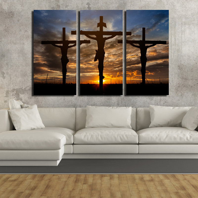 3 Piece Cross Sunset Canvas Prints Painting Poster-097 (4)