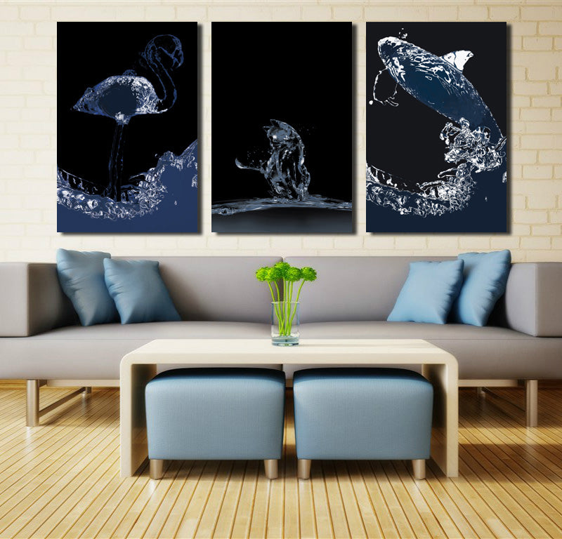 3 Piece Flamingos Cat Whale Canvas Poster Print Painting Wall Art-024 (2)