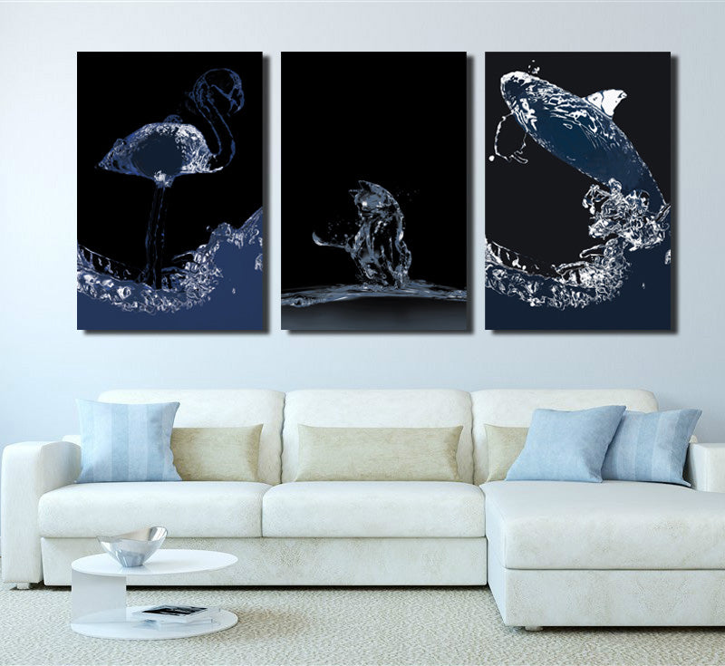 3 Piece Flamingos Cat Whale Canvas Poster Print Painting Wall Art-024 (3)