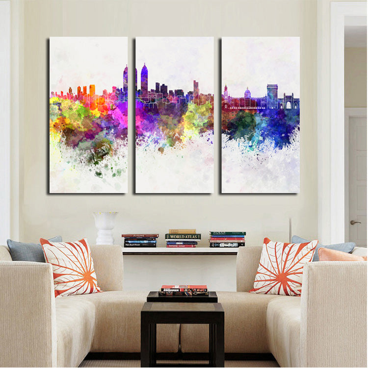 3 Piece Modern Abstract City Print Canvas Painting- 023(1)