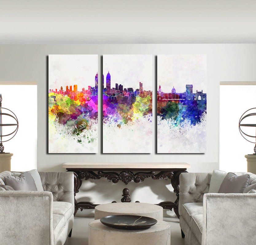 3 Piece Modern Abstract City Print Canvas Painting- 023(4)