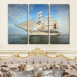 3 Piece Oil Painting Canvas Print Seascape Sailing Picture Wall Art-104 (1)