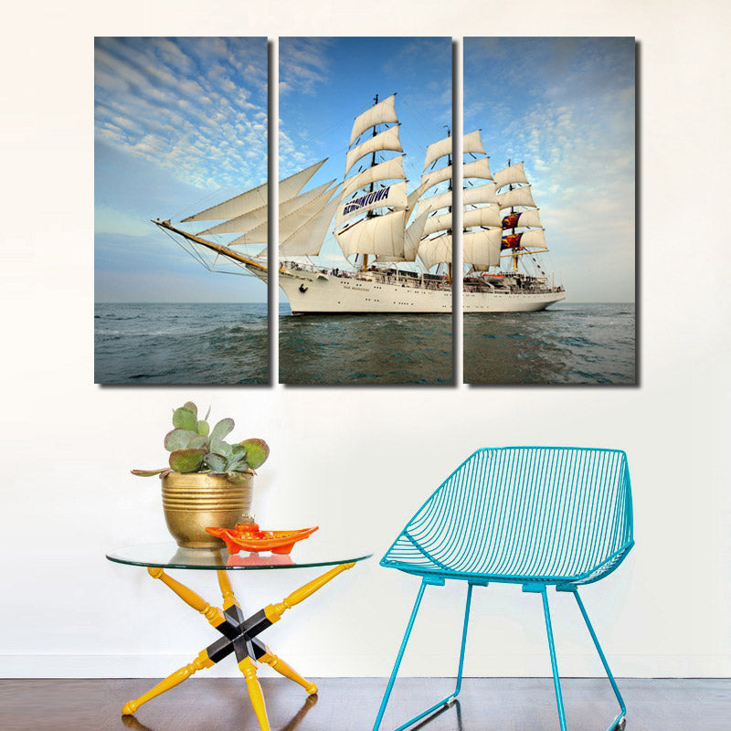 3 Piece Oil Painting Canvas Print Seascape Sailing Picture Wall Art-104 (2)