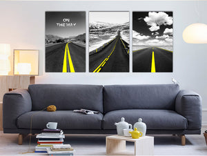 3 Piece On the Way Road Landscape Canvas Wall Art Print-017 (1)
