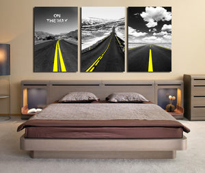 3 Piece On the Way Road Landscape Canvas Wall Art Print-017 (4)