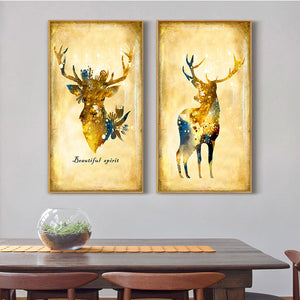 3 Piece Vintage Yellow Deer Canvas Wall Art Prints-011 (6)