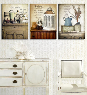 3 Piece Vintage Still Life Wall Print Painting Canvas Art Decor-025 (4)