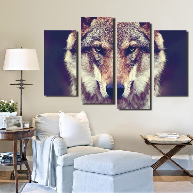 4 Panel HD Printed Wolf Canvas Art Painting-071 (3)