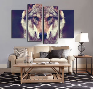 4 Panel HD Printed Wolf Canvas Art Painting-071 (4)