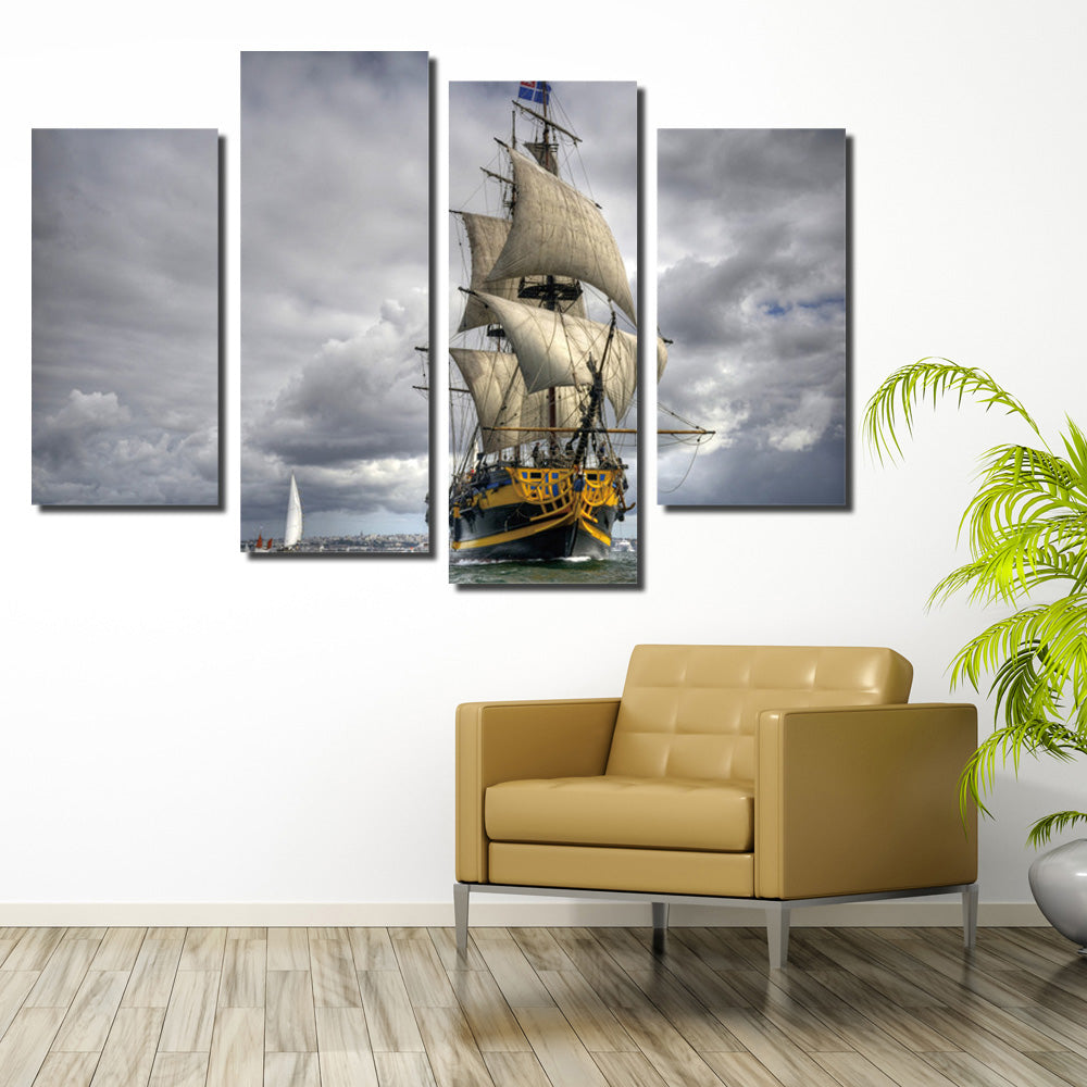 4 Panel Sailing Ship Painting Wall Art Decor Printed Canvas Picture-066 (2)