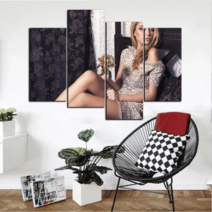 4 Panel Sexy Girl Canvas Print Wall Art-049 (1)