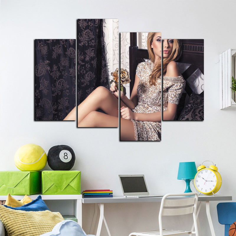 4 Panel Sexy Girl Canvas Print Wall Art-049 (3)