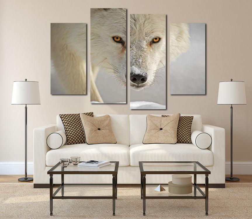 4 Panel White Wolf Picture Animal Art Canvas Print-032 (3)