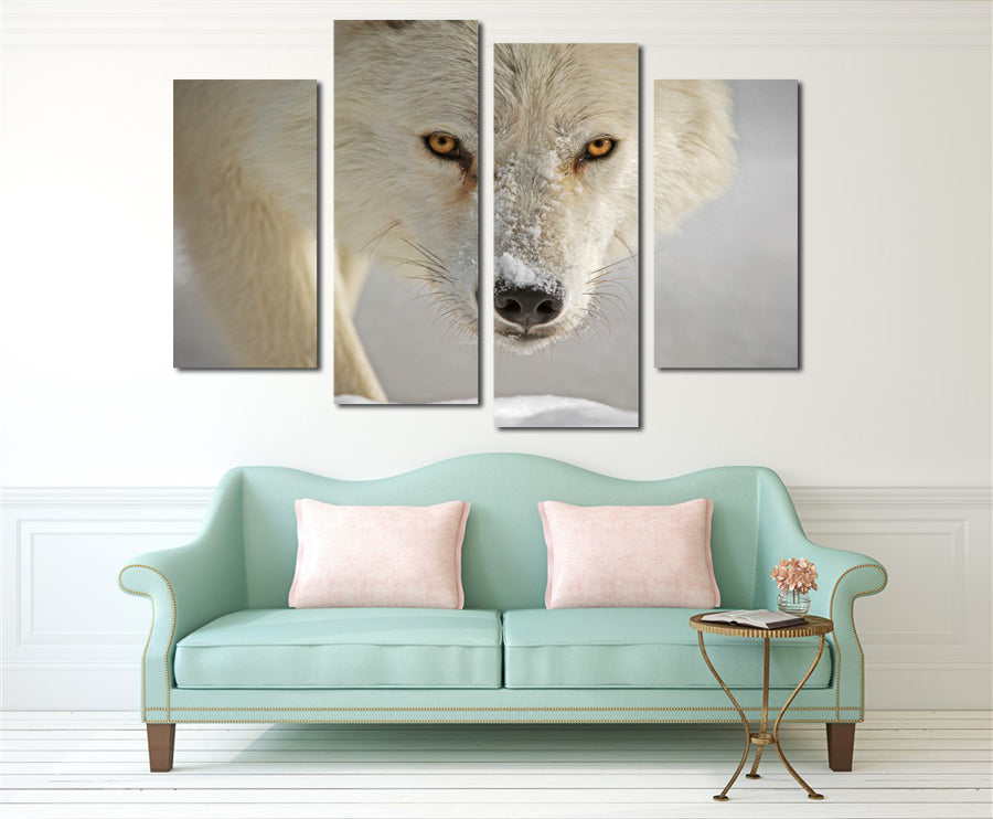 4 Panel White Wolf Picture Animal Art Canvas Print-032 (5)