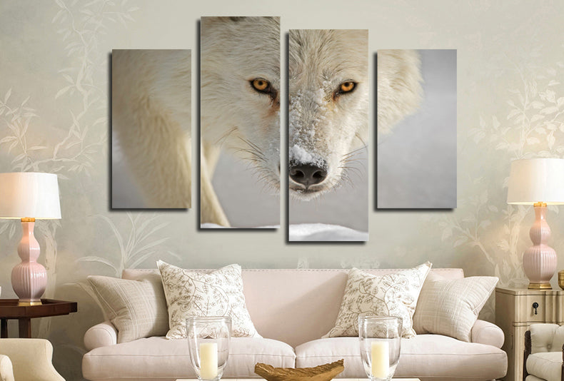 4 Panel White Wolf Picture Animal Art Canvas Print-032 (6)