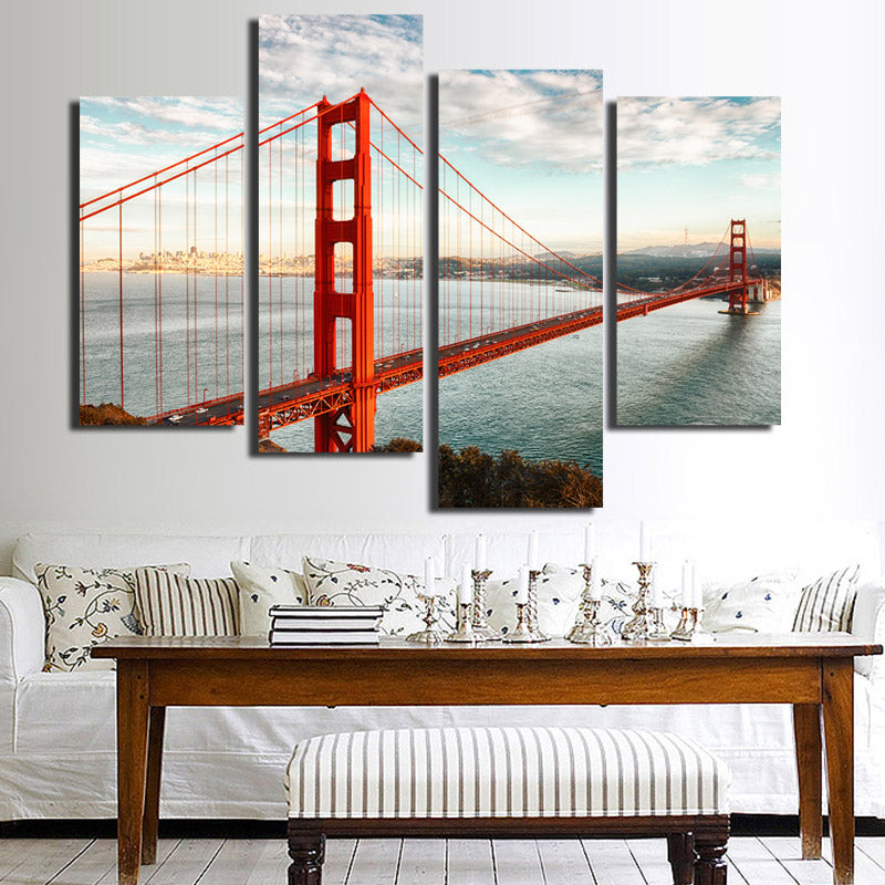 4 Piece New York Golden Gate Bridge Cityscape Canvas Poster Print-086 (3)