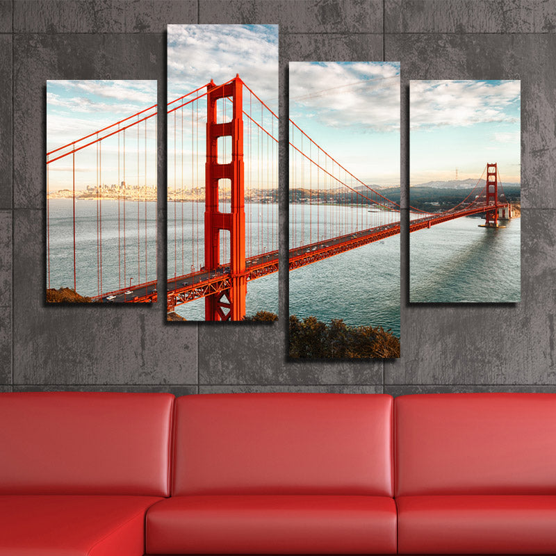 4 Piece New York Golden Gate Bridge Cityscape Canvas Poster Print-086 (4)