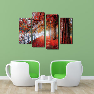 4 Piece Red Tree Canvas Prints Landscape Oil Painting-041 (2)