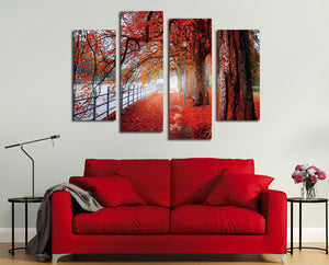 4 Piece Red Tree Canvas Prints Landscape Oil Painting-041 (3)