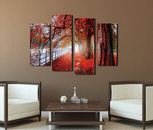 4 Piece Red Tree Canvas Prints Landscape Oil Painting-041 (5)