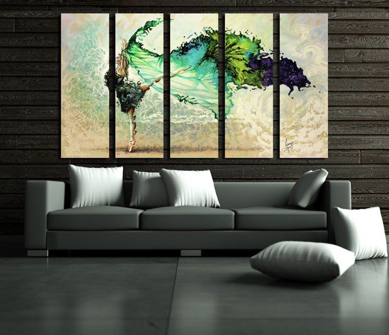 5 Panel Abstract Ballet Dancing Girl Wall Canvas Prints-029 (1)