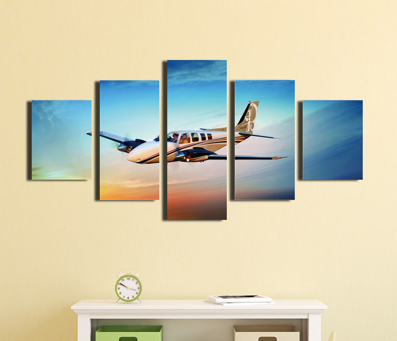 5 Panel Airplane Canvas Printed Picture Wall Art-061 (4)