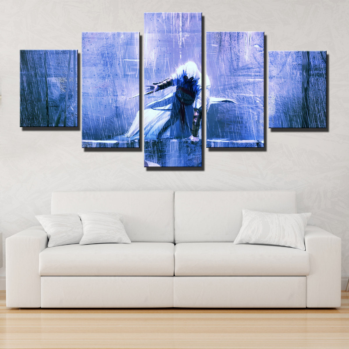 5 Panel Assassins Creed Blue Print Painting Art Wall Decor Poster-215 (3)