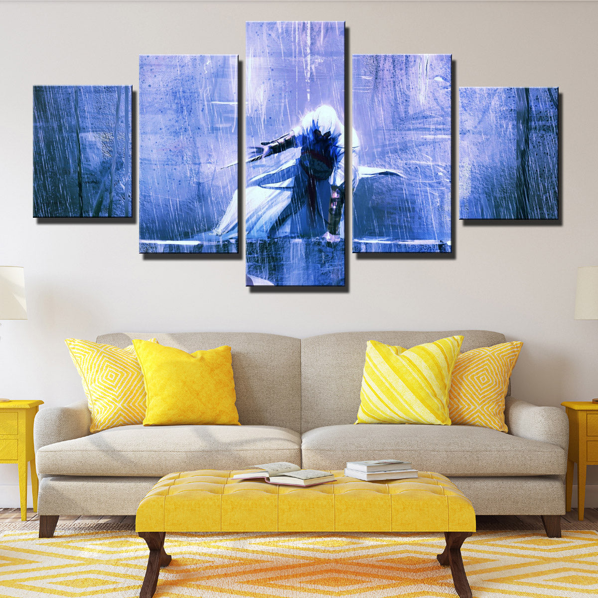5 Panel Assassins Creed Blue Print Painting Art Wall Decor Poster-215 (4)