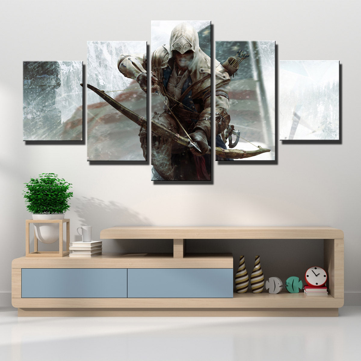 5 Panel Assassins Creed III Connor Kenway Print Poster Wall Decor Canvas Art-218 (1)