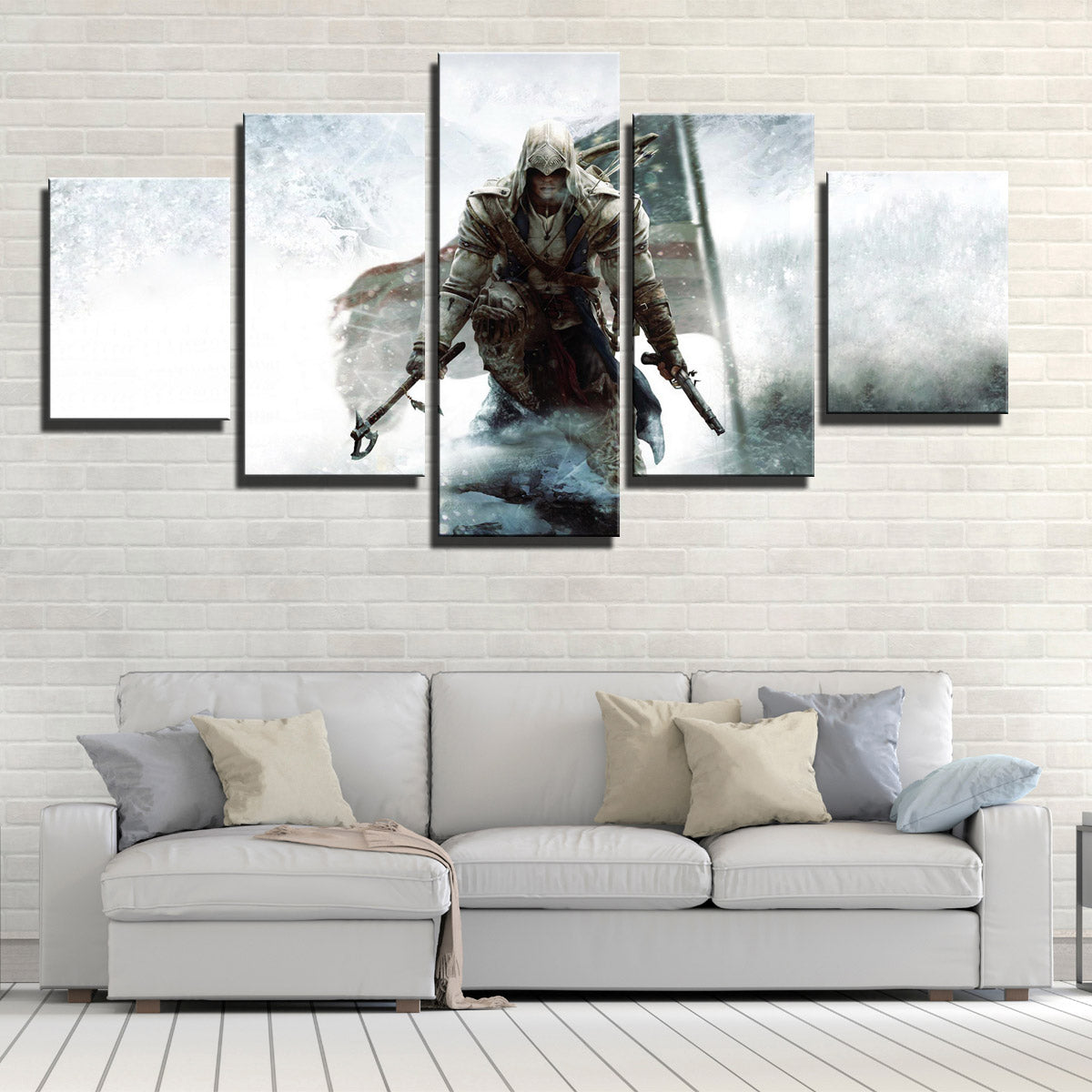 5 Panel Assassins Creed III Connor Print Picture Wall Decor Canvas Art-219 (2)