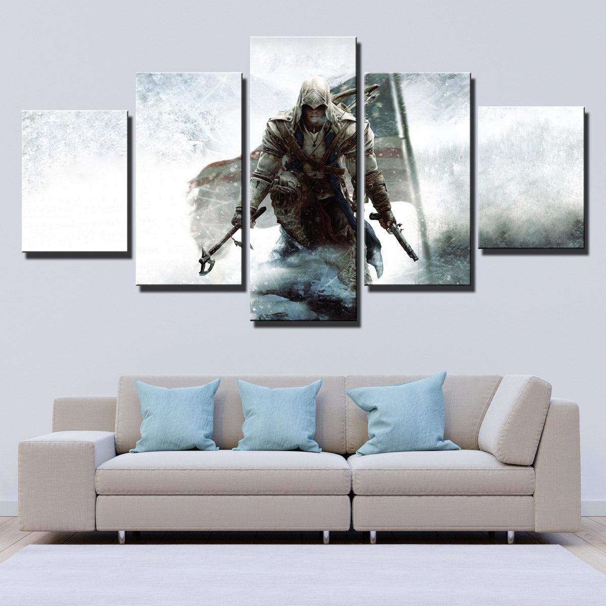 5 Panel Assassins Creed III Connor Print Picture Wall Decor Canvas Art-219 (3)