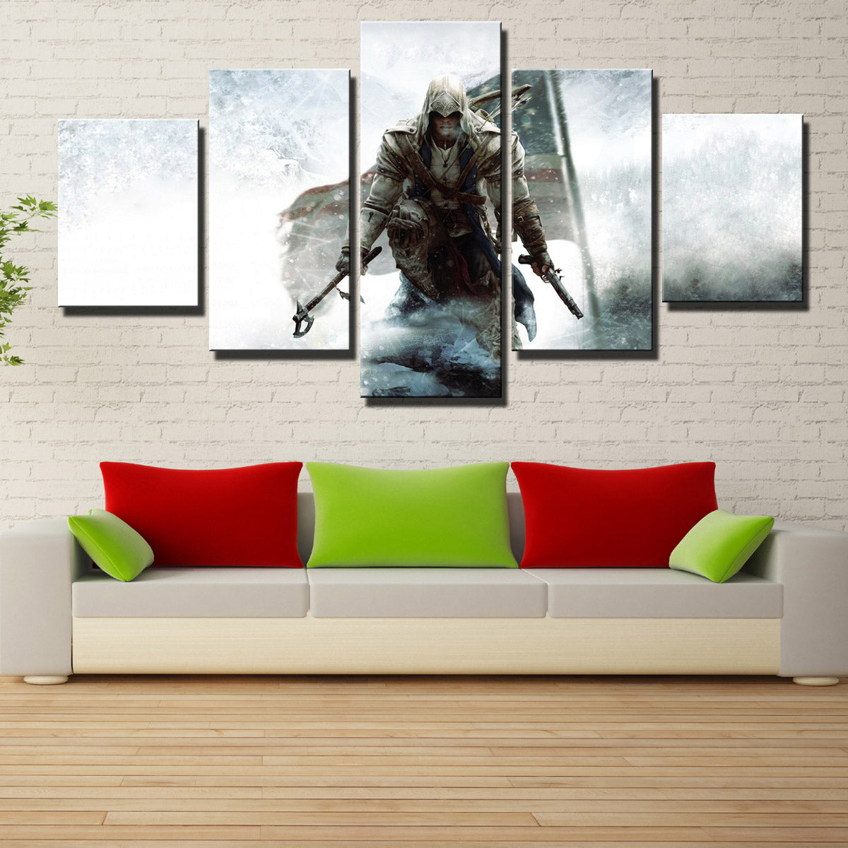 5 Panel Assassins Creed III Connor Print Picture Wall Decor Canvas Art-219 (4)