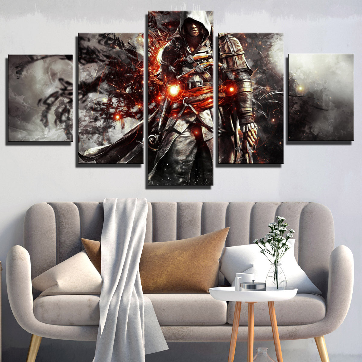 5 Panel Assassins Creed IV Black Flag Edward Canvas Print Wall Art-222 (1)