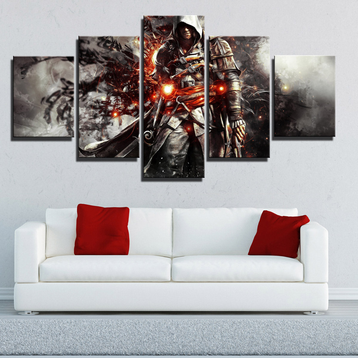 5 Panel Assassins Creed IV Black Flag Edward Canvas Print Wall Art-222 (3)