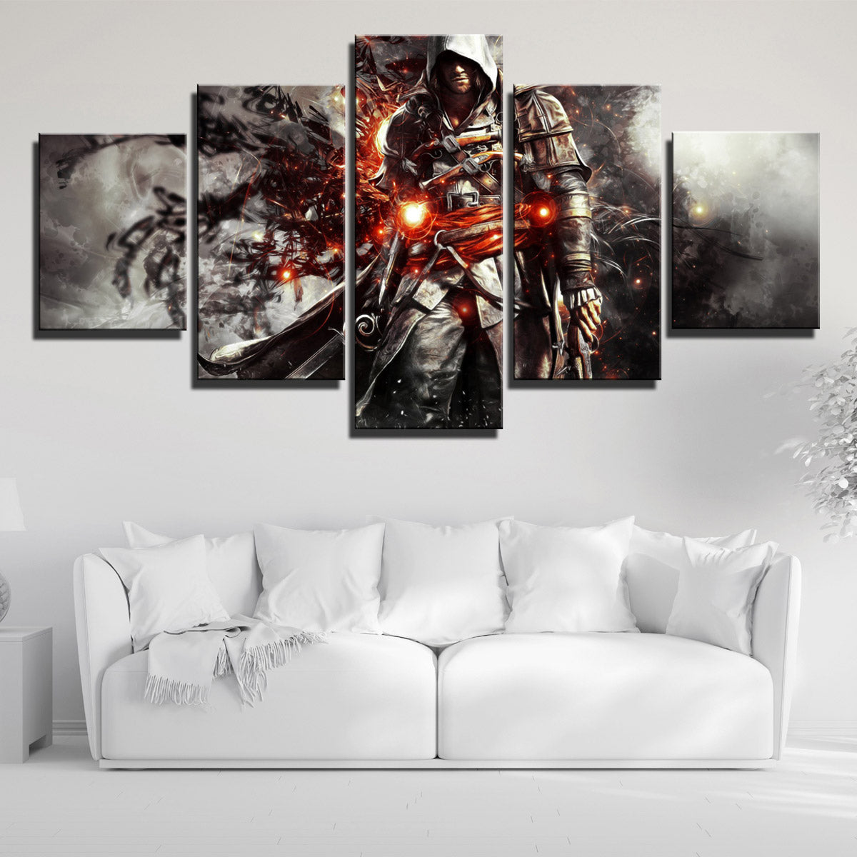 5 Panel Assassins Creed IV Black Flag Edward Canvas Print Wall Art-222 (4)