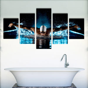 5 Panel Butterfly Stroke Swimming Man Canvas Prints-080 (3)