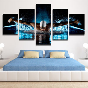 5 Panel Butterfly Stroke Swimming Man Canvas Prints-080 (3)