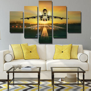 5 Panel Canvas Art Plane Take off Painting Landscape Print-081 (3)