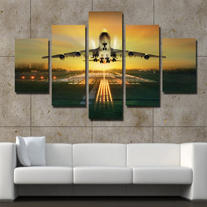 5 Panel Canvas Art Plane Take off Painting Landscape Print-081 (4)